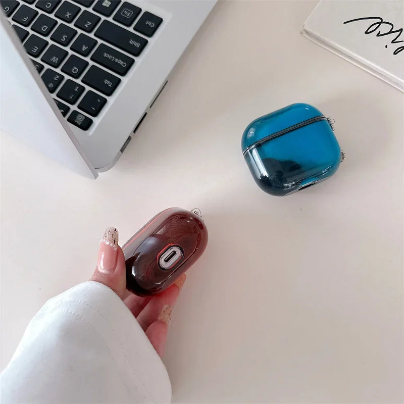For AirPods Airpod 4 3 2 1 Pro 2 Case Luminous Shiny Quicksand Earphone Cover Headphone Moving Sand Funda Protective Hard Bag