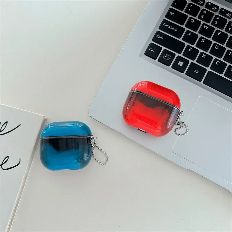 For AirPods Airpod 4 3 2 1 Pro 2 Case Luminous Shiny Quicksand Earphone Cover Headphone Moving Sand Funda Protective Hard Bag